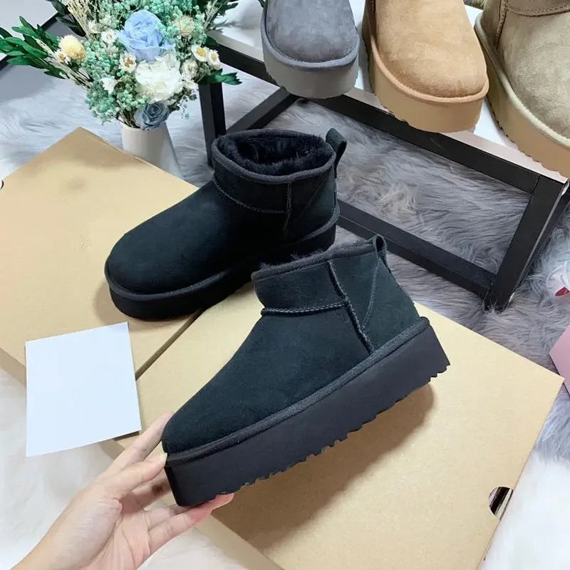 Warm Wool-Lined Platform Boots