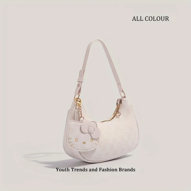 Sanrio 2026 New Sanrio Pink Cute Hello Kitty Armpit Bag, Cartoon Girl Fashion Versatile Shoulder Bag Handbag