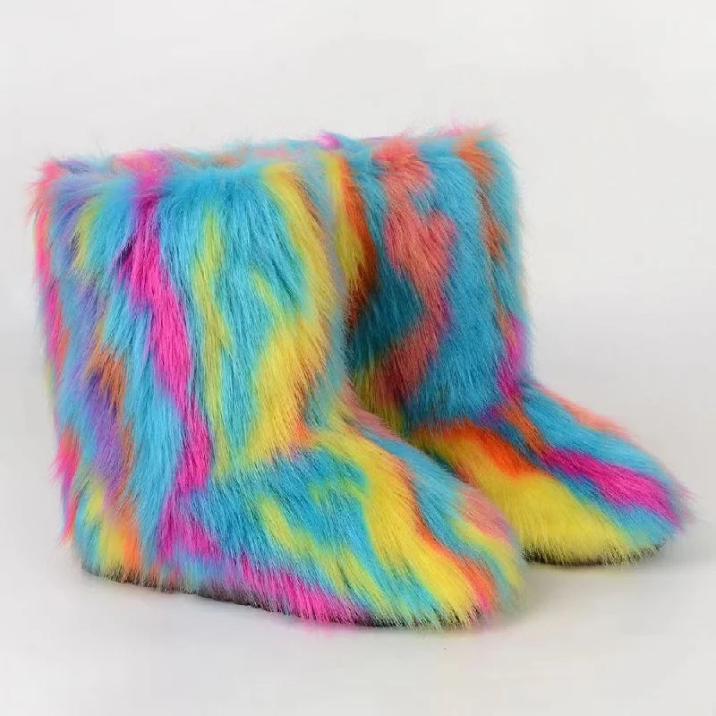 Fashion Mid-Calf Winter Boots with Plush Lining