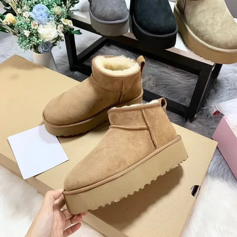 Warm Wool-Lined Platform Boots
