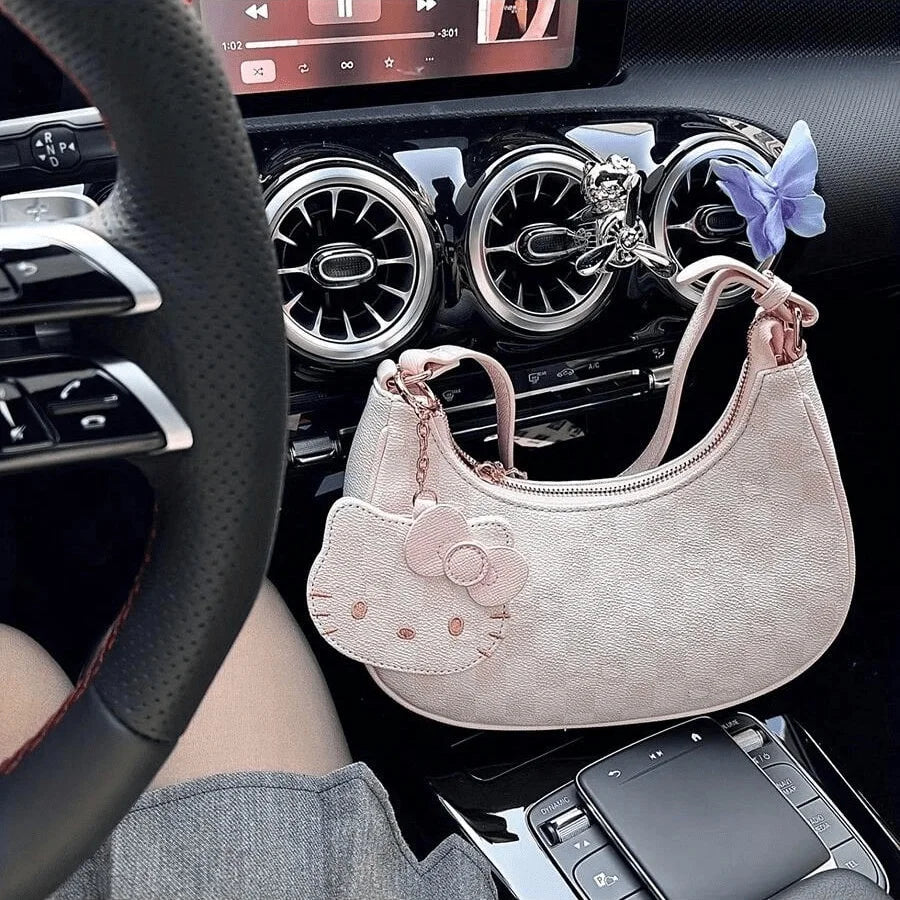 Sanrio 2026 New Sanrio Pink Cute Hello Kitty Armpit Bag, Cartoon Girl Fashion Versatile Shoulder Bag Handbag