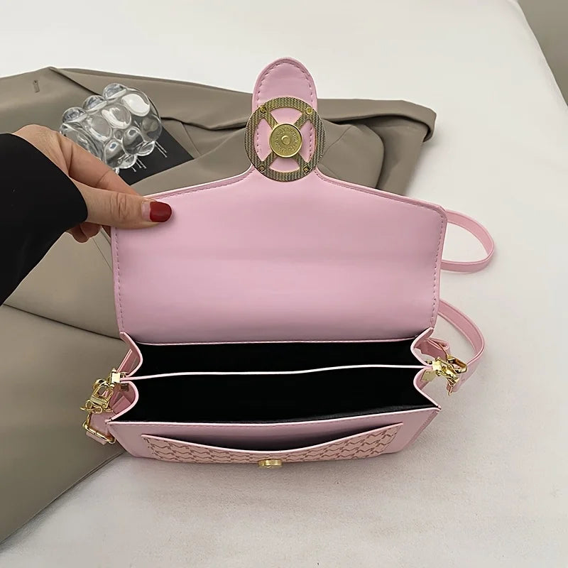 Women's Letter Print Small Square Bag Retro Sweet Fashionable Shoulder Crossbody Bag