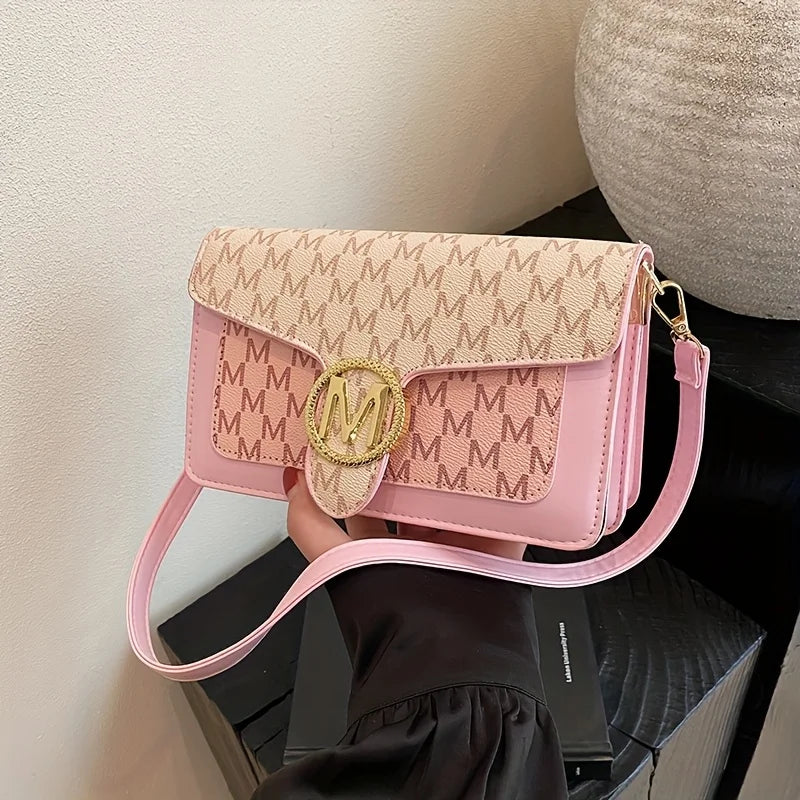 Women's Letter Print Small Square Bag Retro Sweet Fashionable Shoulder Crossbody Bag